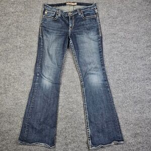 BIG STAR Maddie Mid Rise Bootcut Jeans Women's 31L Blue Dark Wash Denim Stretch